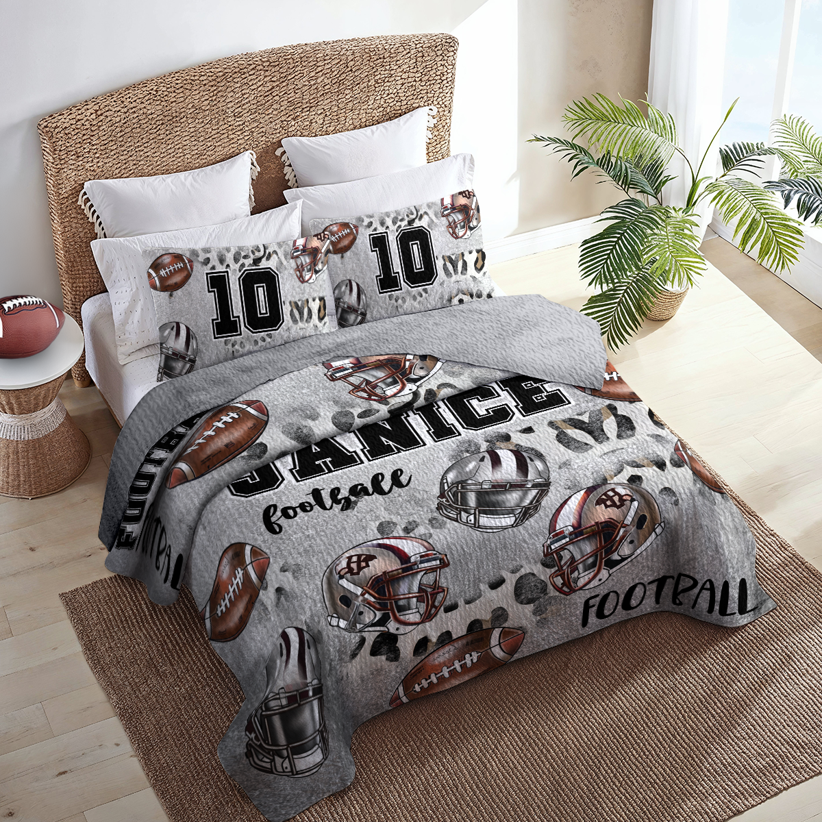 Shineful Personalized All Season Quilt 3-Piece Set All-Star Football Love