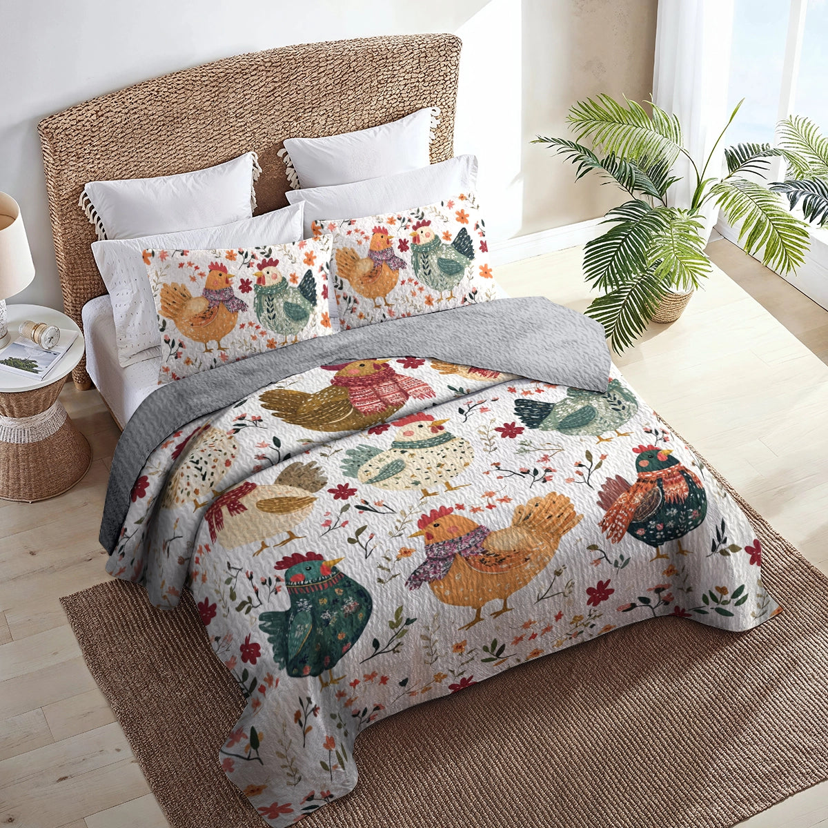 Shineful All Season Quilt 3-Piece Set Chicken Cozy Cluck Quilt