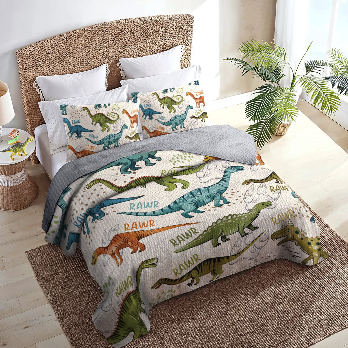 Shineful All Season Quilt 3-Piece Set Dino Adventure Rawr-Some Nights