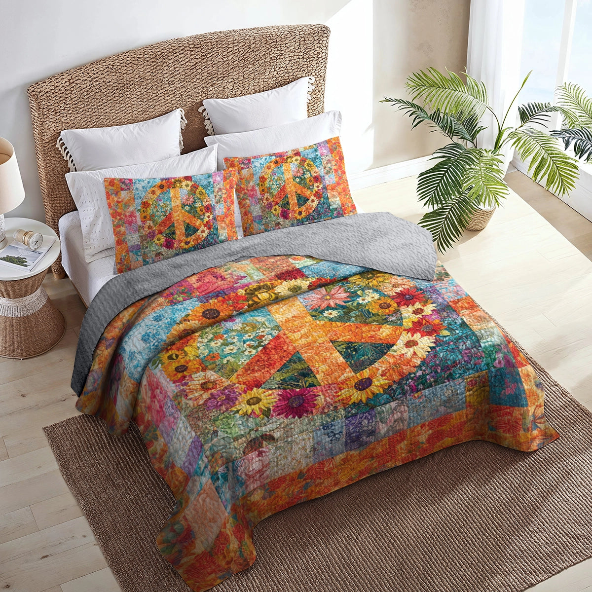 Shineful All Season Quilt 3-teiliges Set Hippie Floral Unity