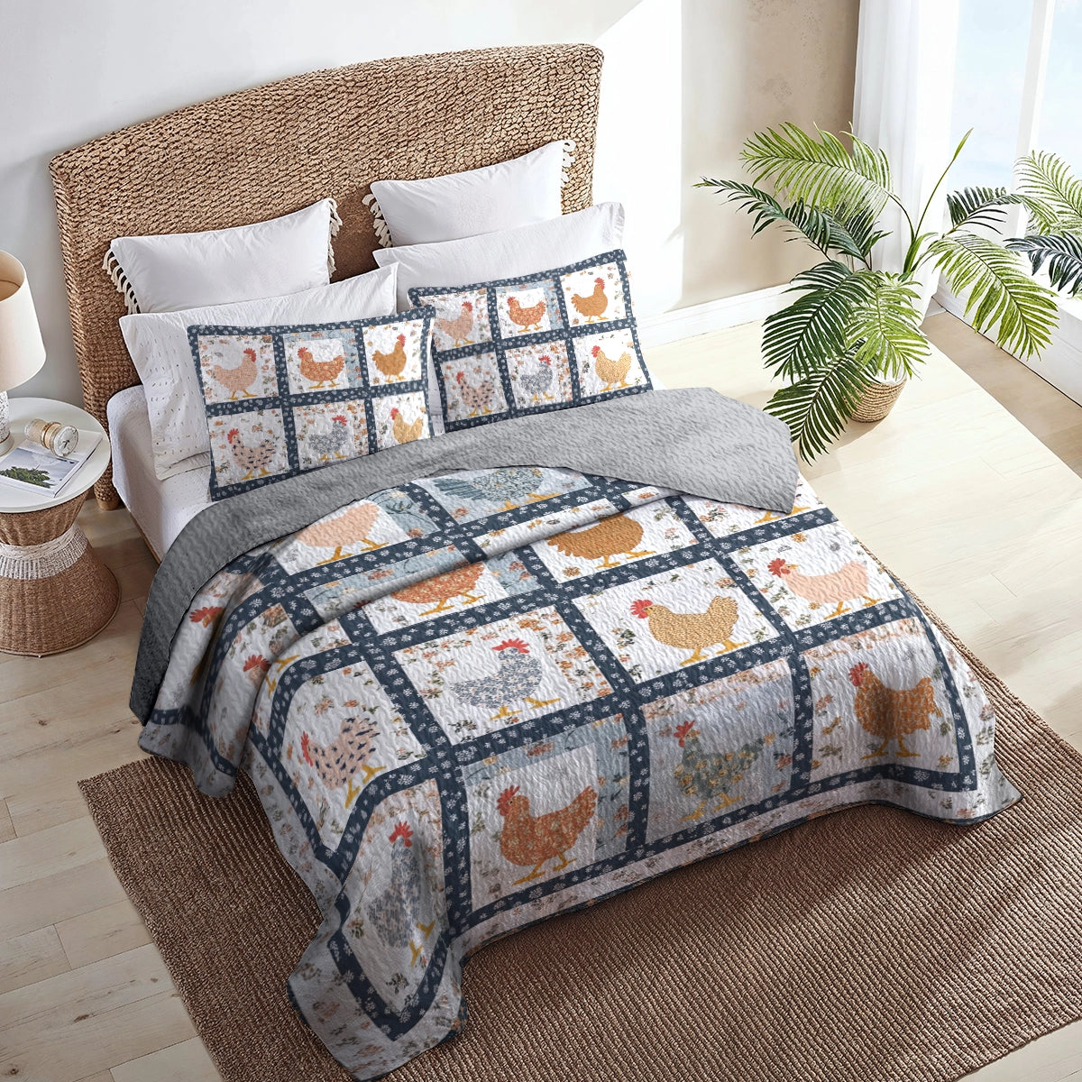 Shineful All Season Quilt 3-Piece Set - Charming Chicken