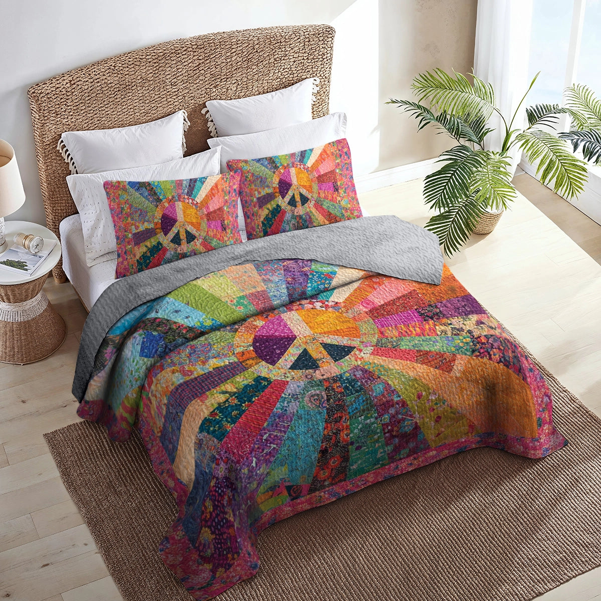 Shineful All Season Quilt 3-Piece Set Hippie Radiant Peace