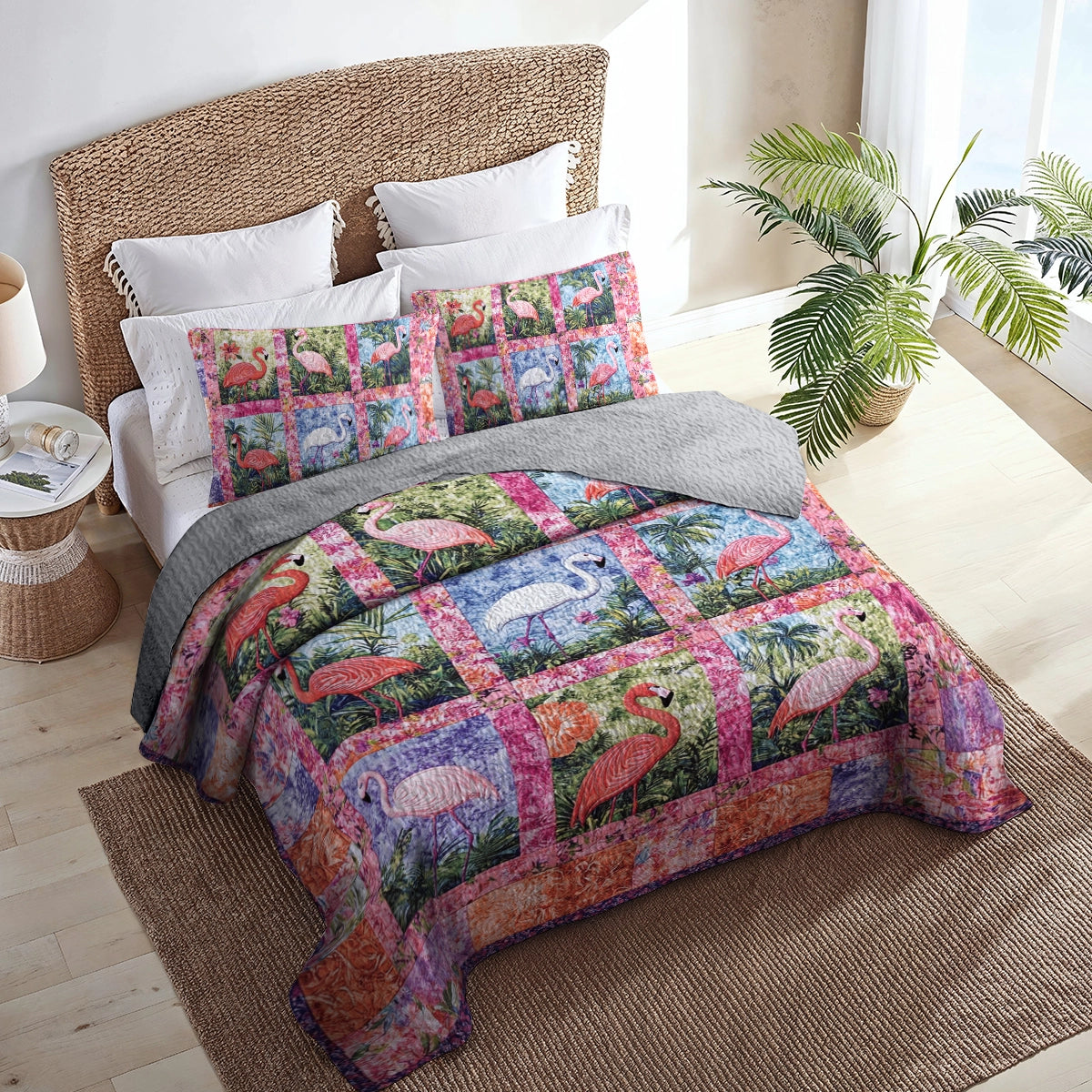 Shineful All Season Quilt 3-Piece Set - Flamingo Paradise