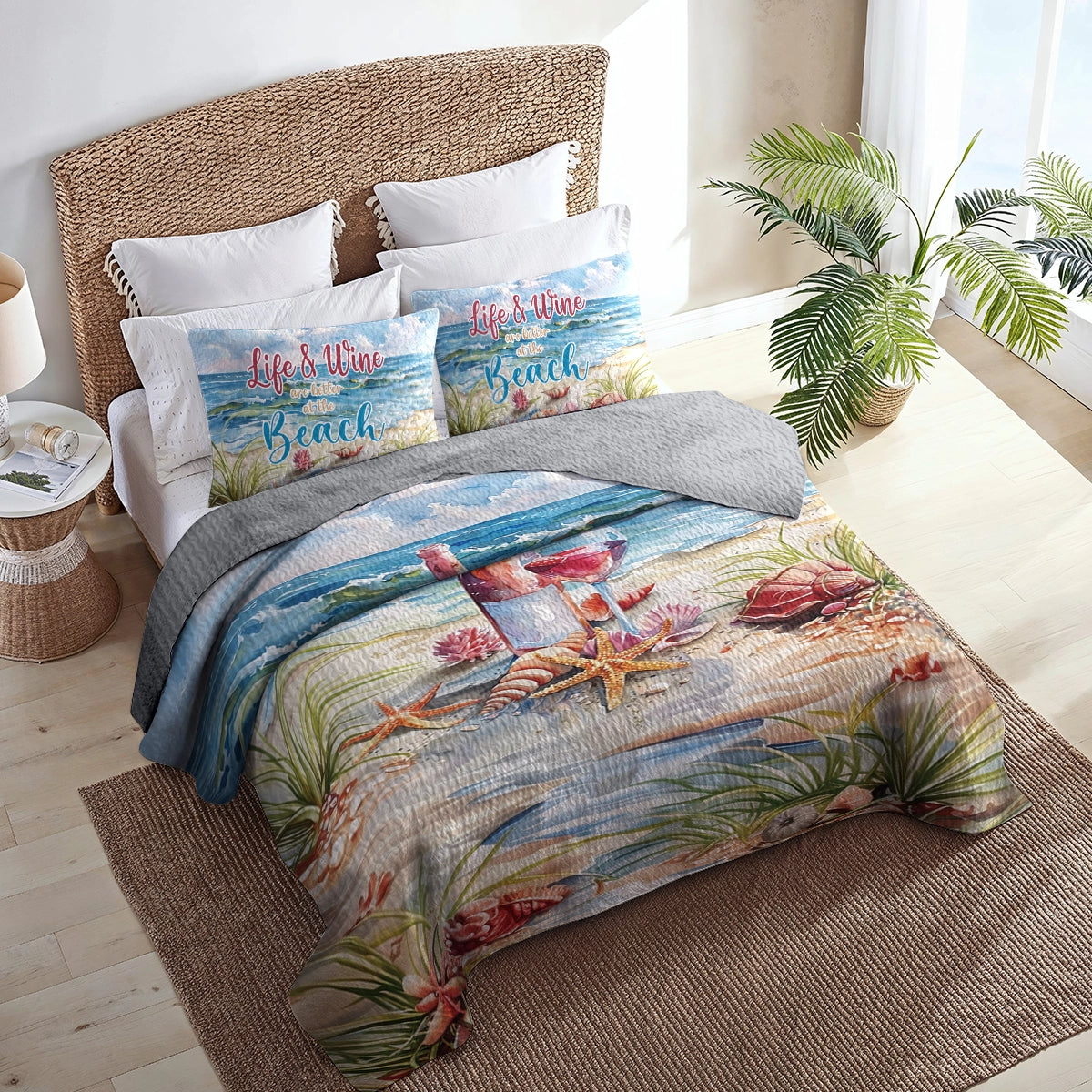 Shineful All Season Quilt 3-Piece Set - Coastal Wine Bliss