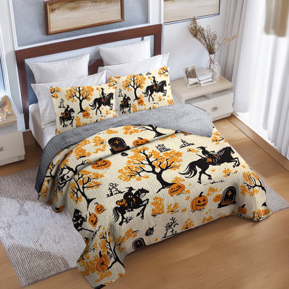 Shineful All Season Quilt 3-Piece Set Riding Pumpkins