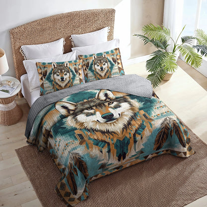 Shineful All Season Quilt 3-Piece Set Native American Wild Spirit