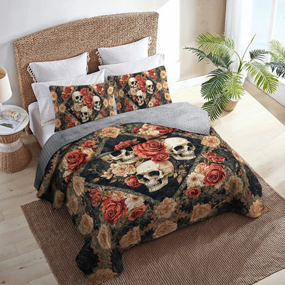 Shineful All Season Quilt 3-Piece Set Skull Dark Romance