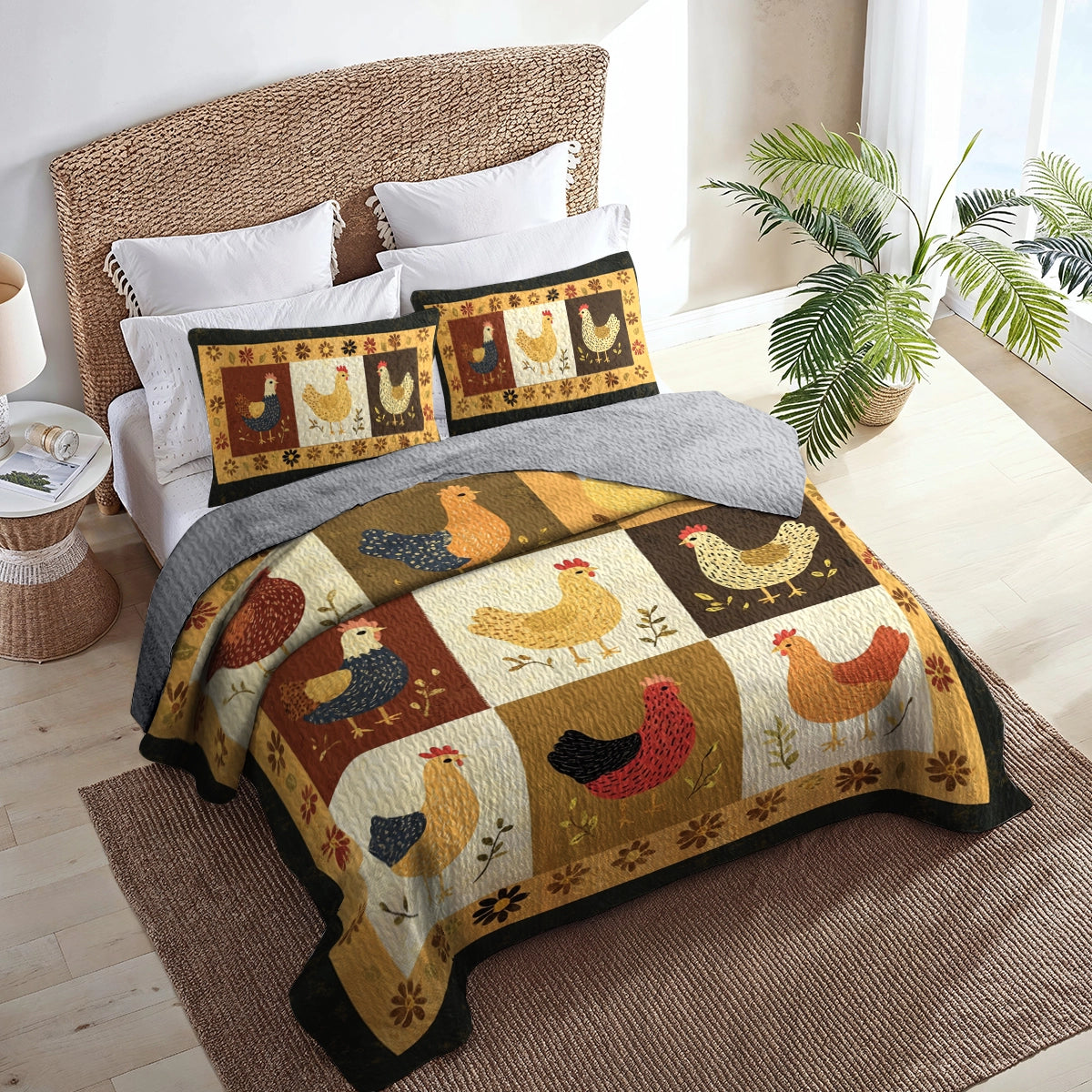 Shineful All Season Quilt 3-Piece Set - Country Chicken