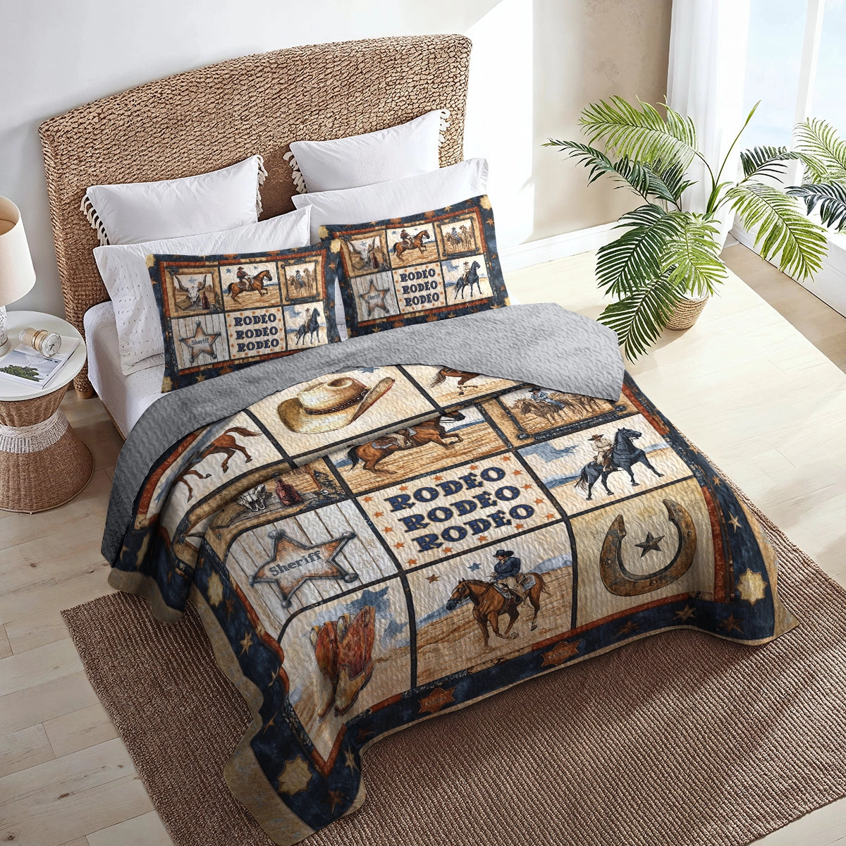 Shineful All Season Quilt 3-Piece Set Rodeo Cowboy Spirit