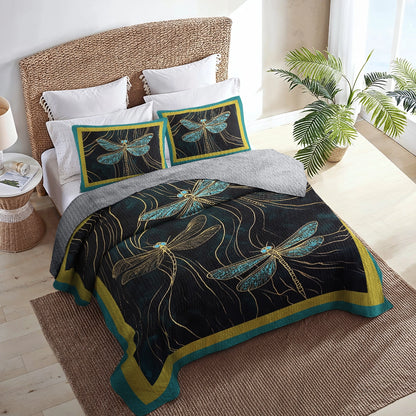 Shineful All Season Quilt 3-Piece Set - Mystic Dragonfly