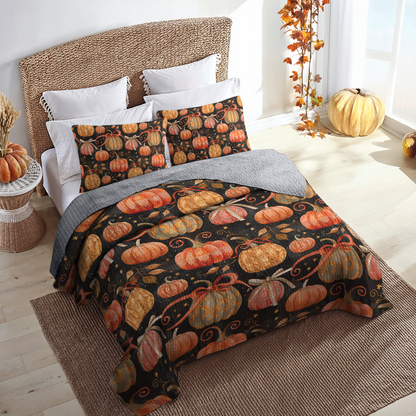 Shineful All Season Quilt 3-Piece Set Rustic Pumpkin Patch