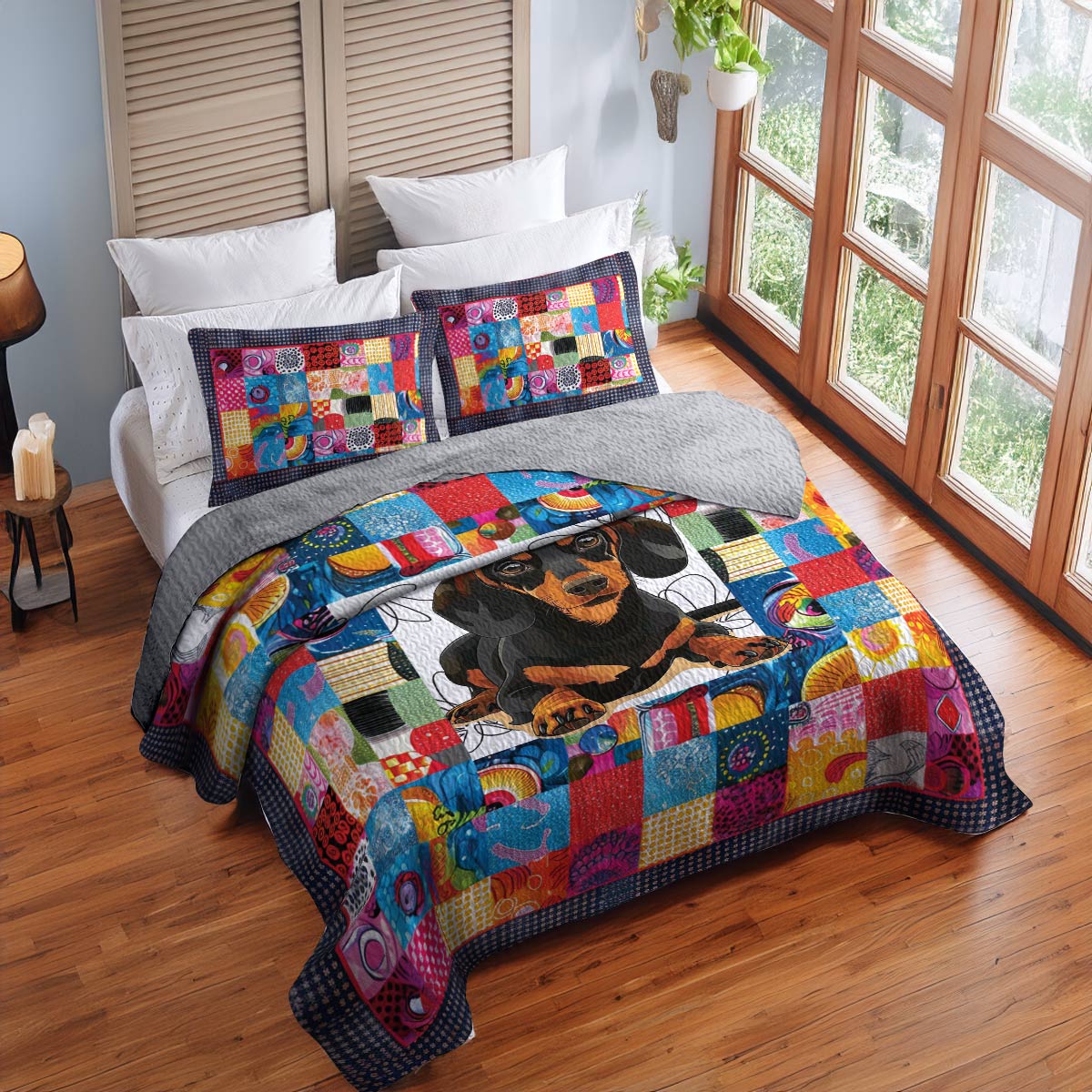 Shineful All Season Quilt 3-Piece Set Dachshund Quilt 2