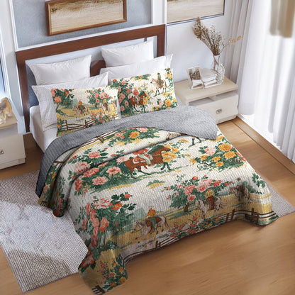 Shineful All Season Quilt 3-Piece Set Cowboy Flower