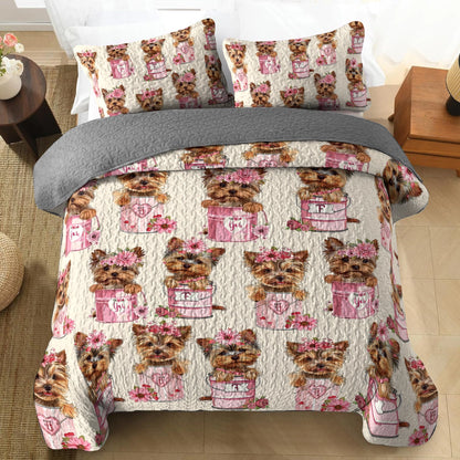 Shineful All Season Quilt 3-teiliges Set - Yorkie Delight