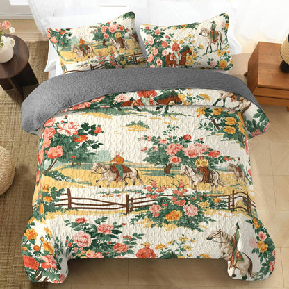 Shineful All Season Quilt 3-Piece Set Cowboy Flower