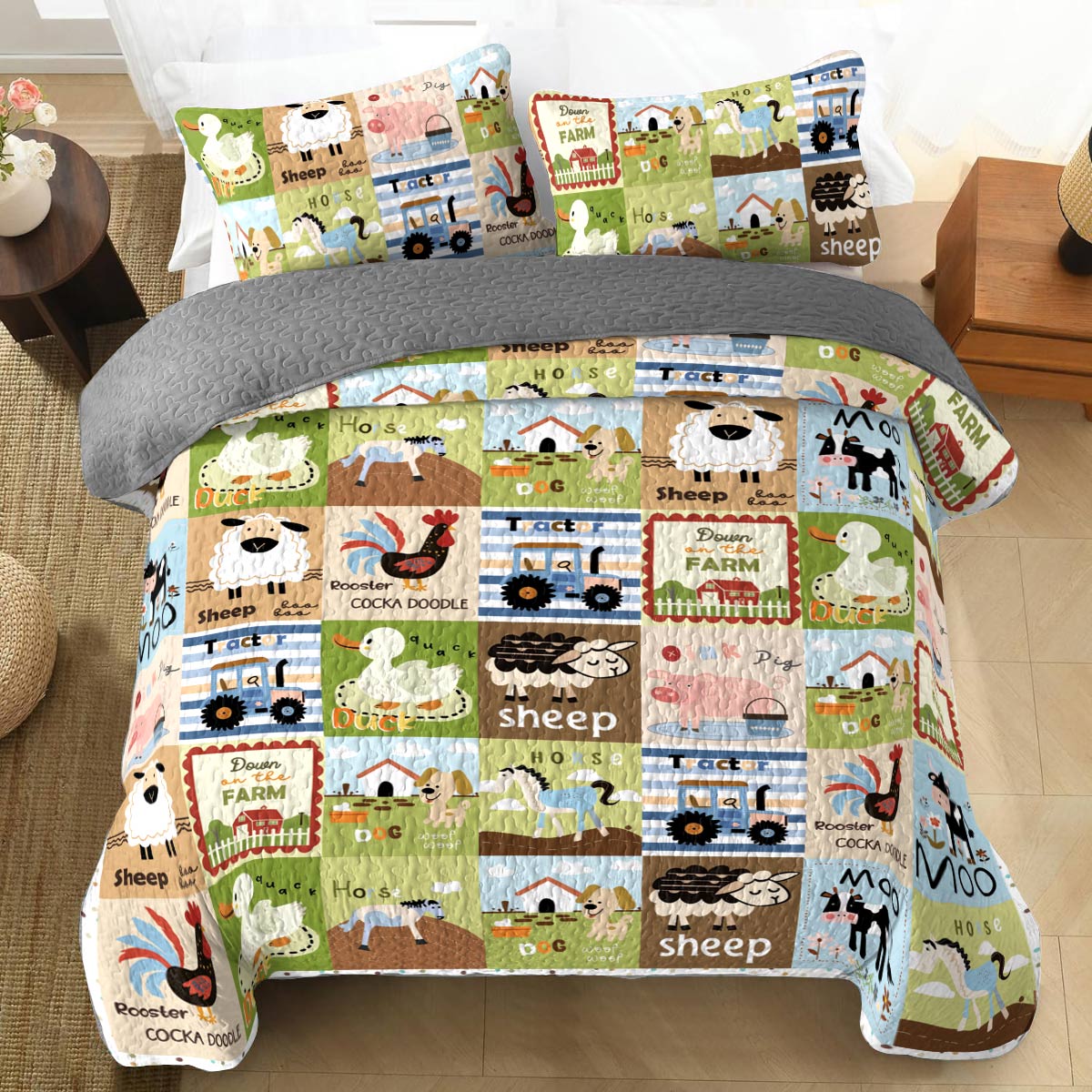 Shineful All Season Quilt 3-Piece Set Farm Life