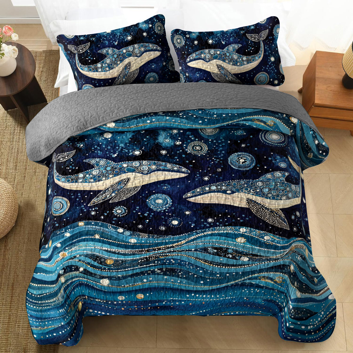 Shineful All Season Quilt 3-teiliges Set Whale Dreams