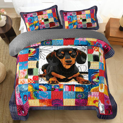 Shineful All Season Quilt 3-Piece Set Dachshund Quilt 2