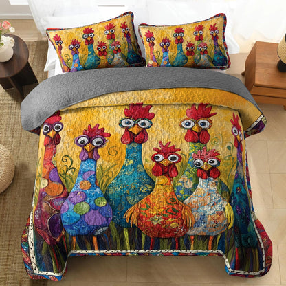 Shineful All Season Quilt 3-Piece Set - Funky Chicken