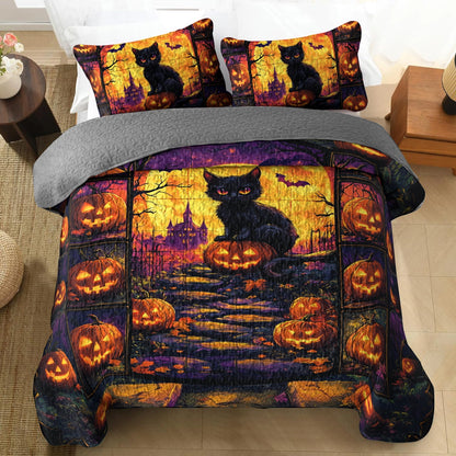 Shineful All Season Quilt 3-Piece Set - Spooky Cat Haven