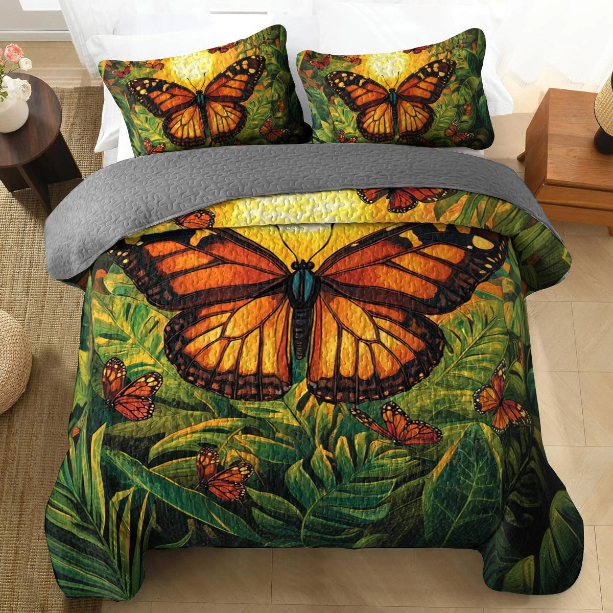 Shineful All Season Quilt 3-Piece Set - Monarch Garden