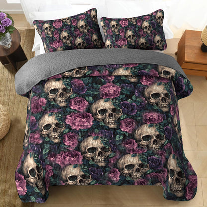 Shineful All Season Quilt 3-Piece Set - Gothic Garden Skull