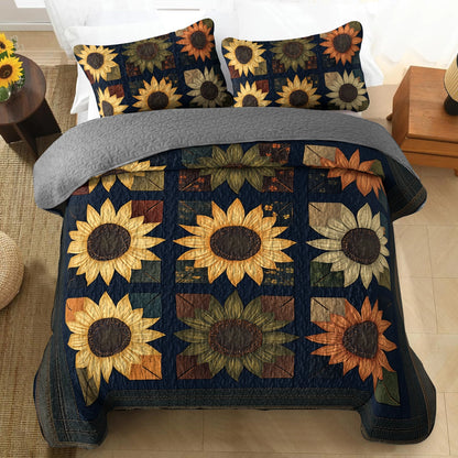 Shineful All Season Quilt 3-Piece Set - Sunflower Harmony