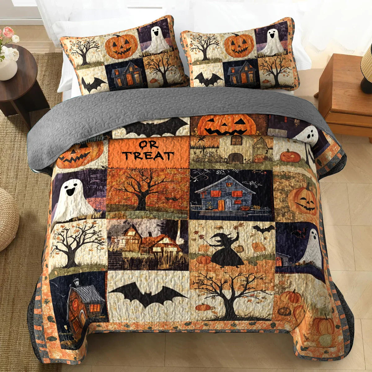 Shineful All Season Quilt 3-Piece Set - Spooky Trick Or Treat Halloween (Clearance)