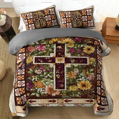 Shineful All Season Quilt 3-Piece Set God's Garden Comforter