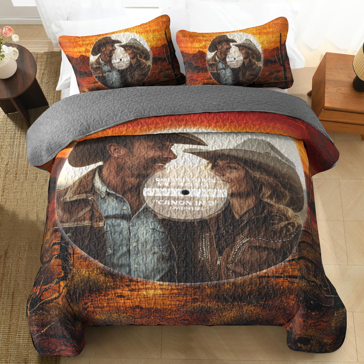 Shineful Personalized All Season Quilt 3-Piece Set Our First Dance Cowboy Edition