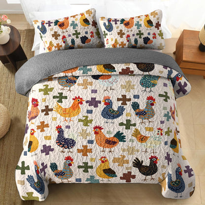 Shineful All Season Quilt 3-teiliges Set The Clucky Chicken Crew