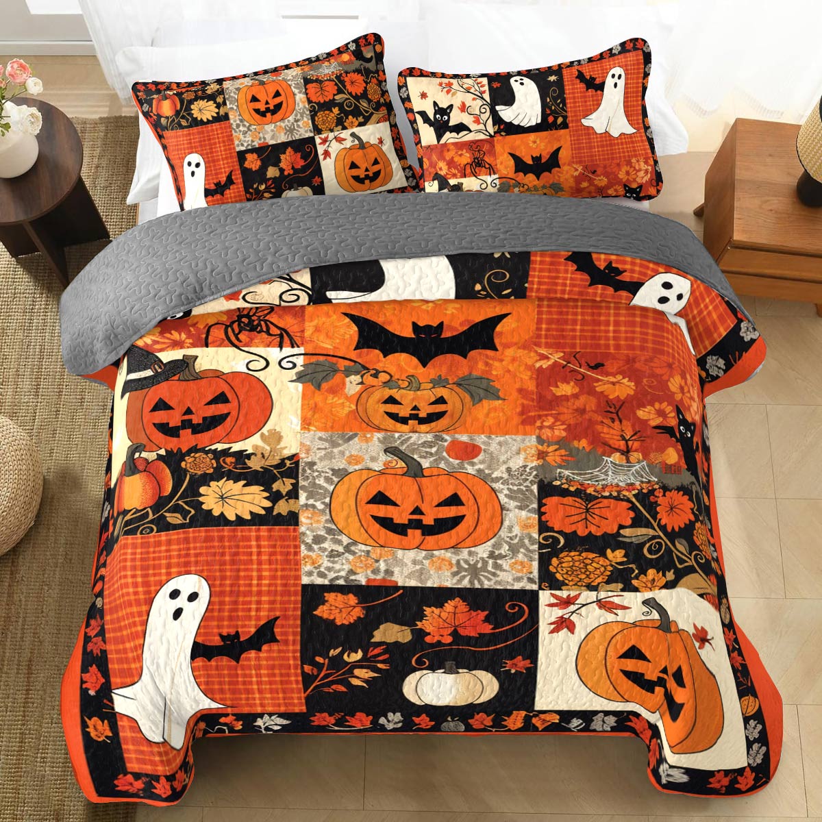 Shineful All Season Quilt 3-Piece Set Patchwork Spooks