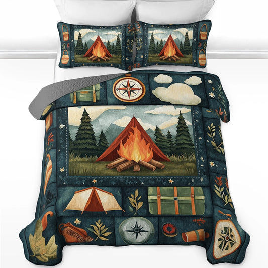 Shineful All Season Quilt 3-Piece Set Camping Wilderness Nights