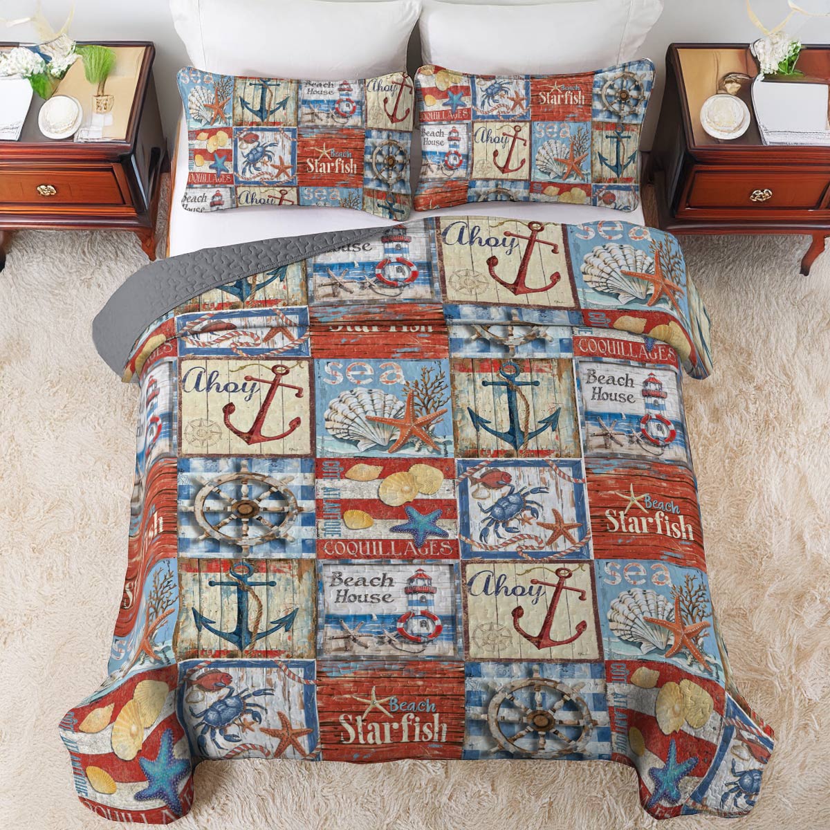 Shineful All Season Quilt 3-teiliges Set Nautischer Charme