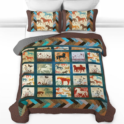 Shineful All Season Quilt 3-Piece Set Vintage Horse