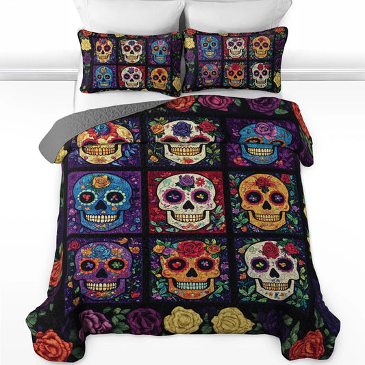 Shineful All Season Quilt 3-Piece Set - Viva la Vida Skull