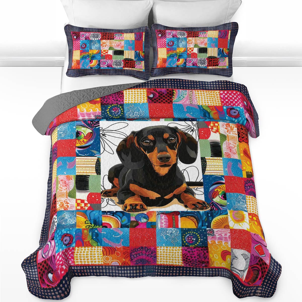 Shineful All Season Quilt 3-Piece Set Dachshund Quilt 2