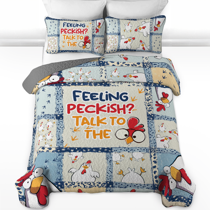 Shineful All Season Quilt 3-Piece Set Talk To The Chicken