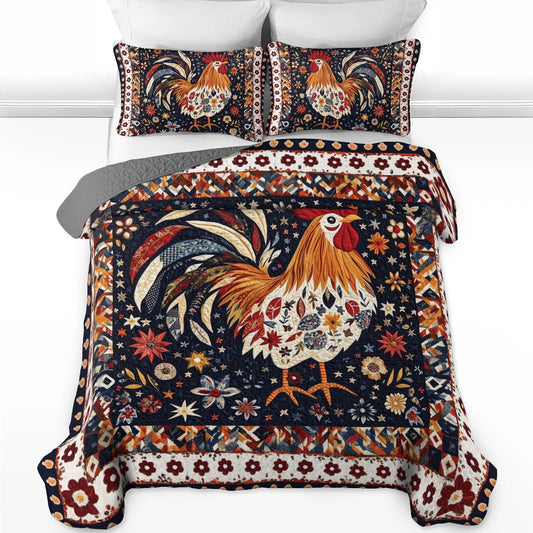 Shineful All Season Quilt 3-teiliges Set Rooster's Morning Song