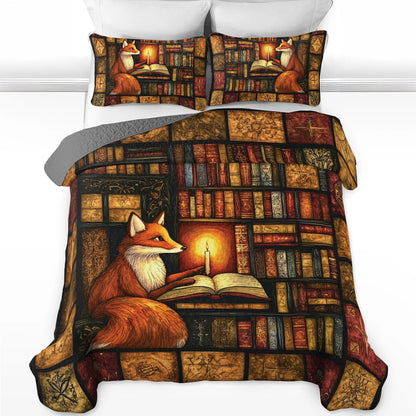 Shineful All Season Quilt 3-Piece Set Fox's Candlelight Reading