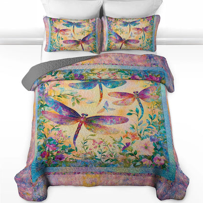 Shineful All Season Quilt 3-Piece Set - Kaleidoscope Dragonfly