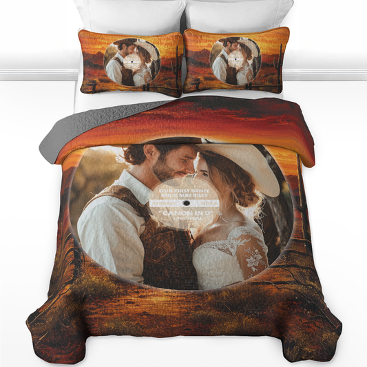 Shineful Personalized All Season Quilt 3-Piece Set Our First Dance Cowboy Edition