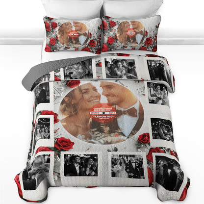 Shineful Personalized All Season Quilt 3-Piece Set Our First Dance Rose Polaroid