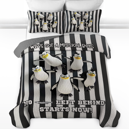 Shineful All Season Quilt 3-Piece Set Penguins on a Mission