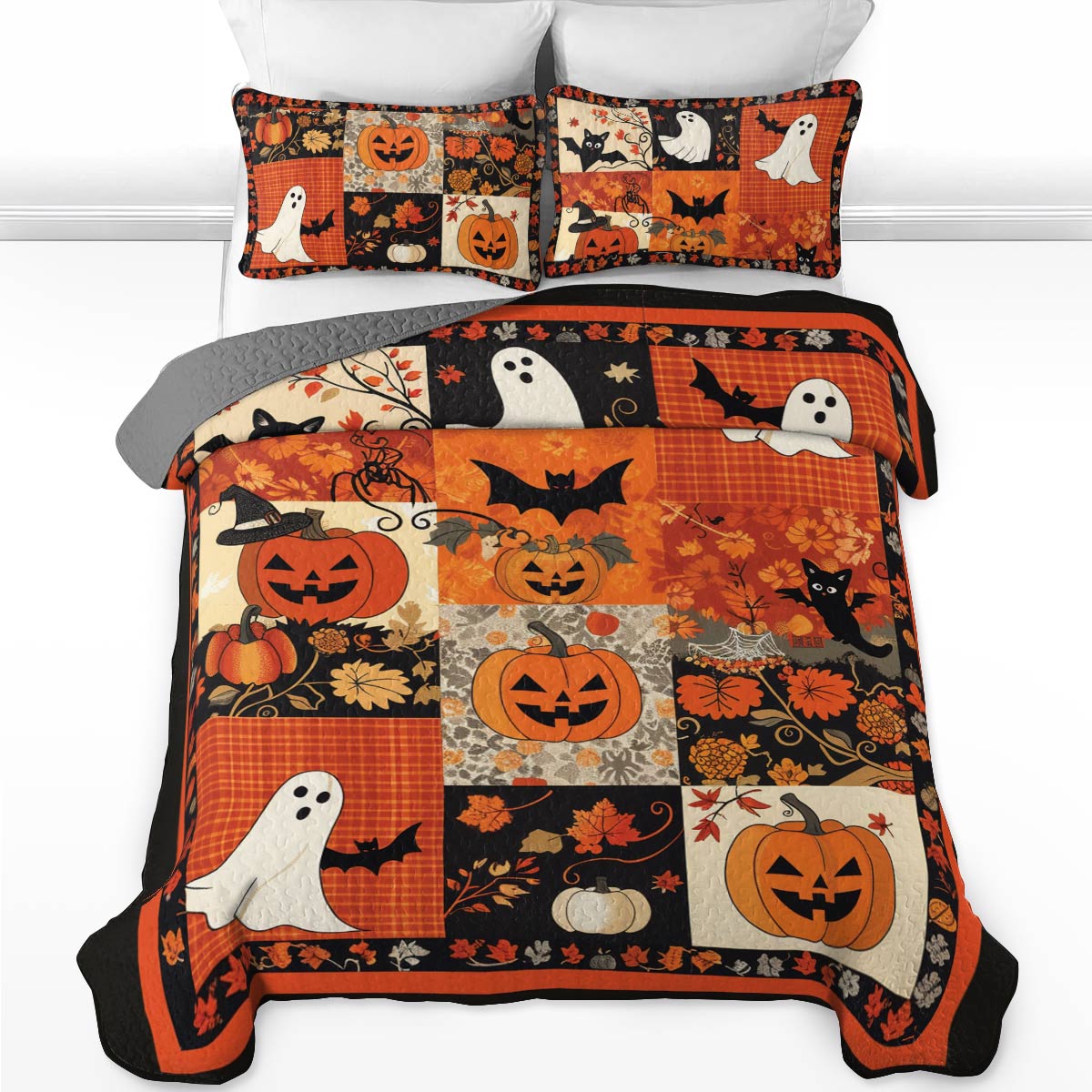 Shineful All Season Quilt 3-Piece Set Patchwork Spooks