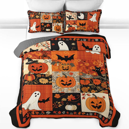 Ensemble de courtepointe toutes saisons Shineful 3 pièces Patchwork Spooks 