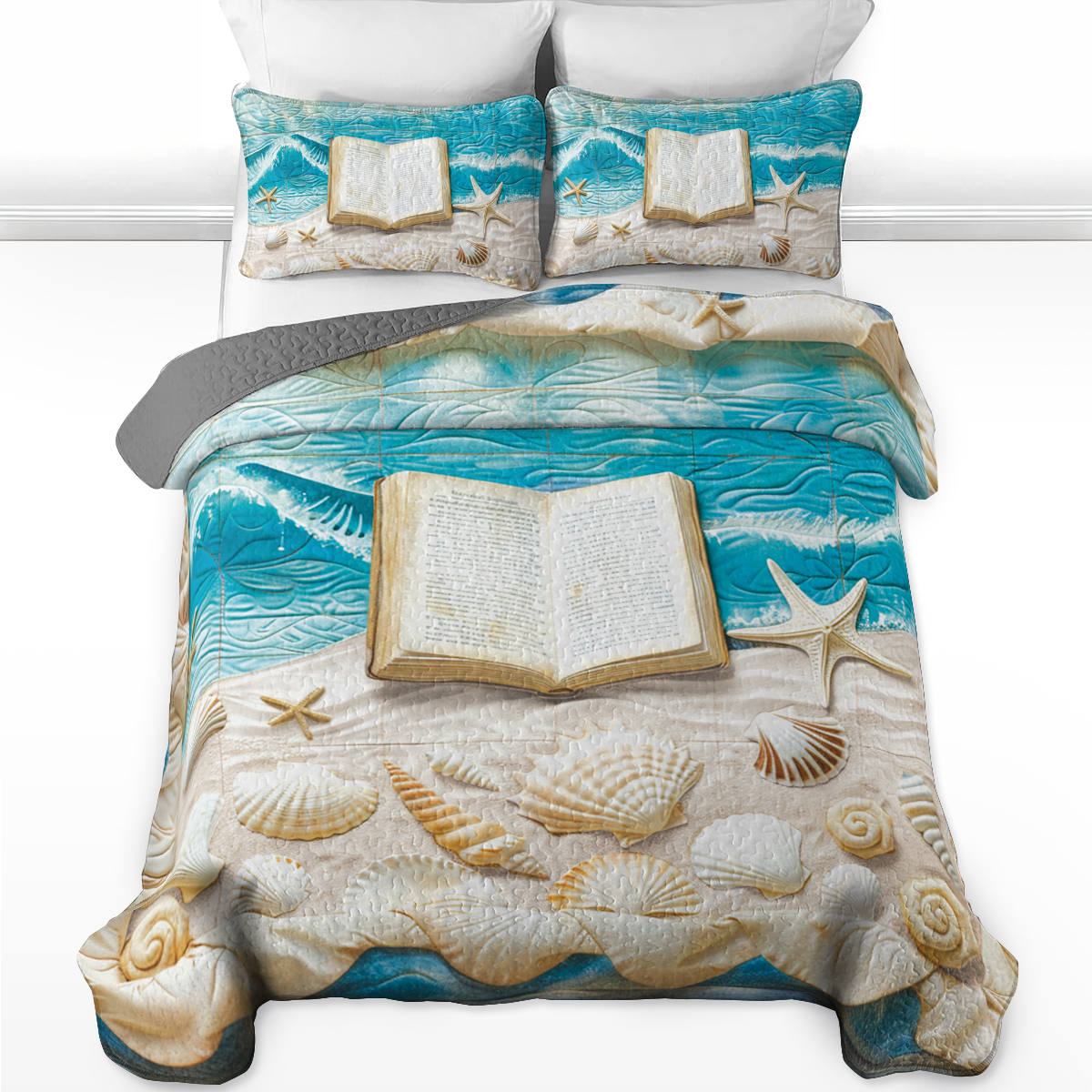 Shineful All Season Quilt 3-teiliges Set Oceanic Reads