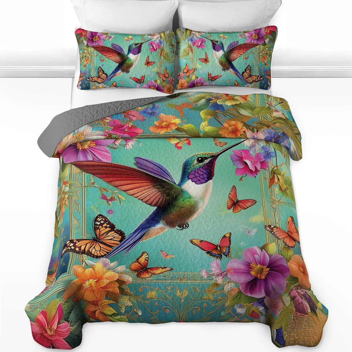 Shineful All Season Quilt 3-Piece Set - Enchanted Hummingbird