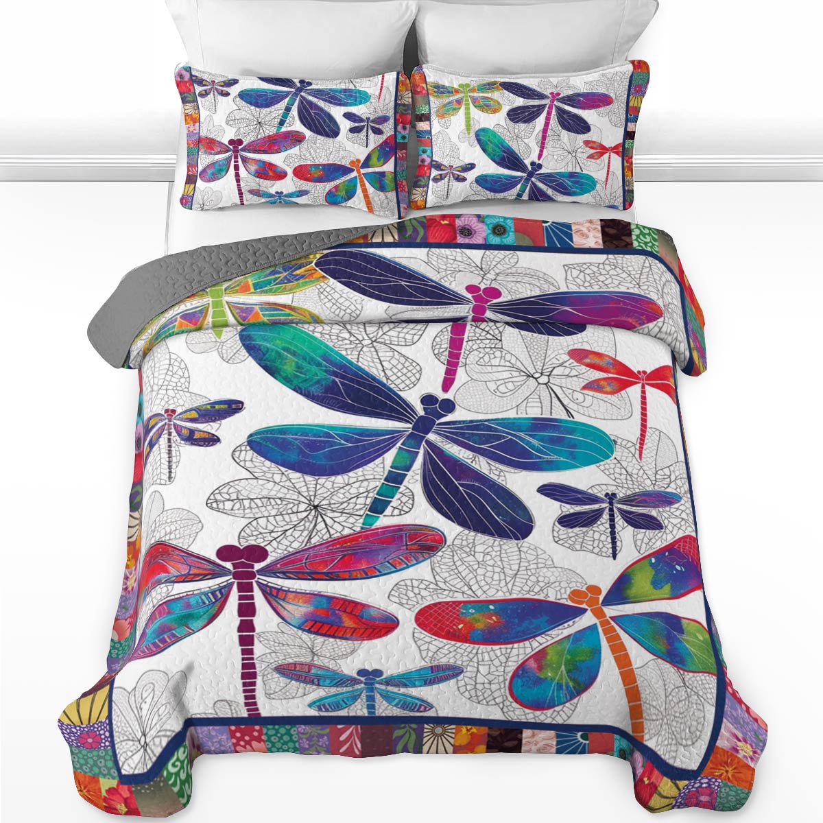 Shineful All Season Quilt 3-Piece Set Dragonfly Dreams