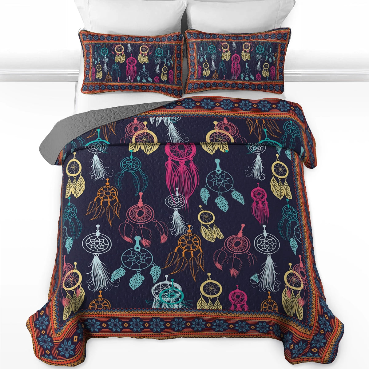 Shineful All Season Quilt 3-Piece Set - Dreamcatcher of Native America